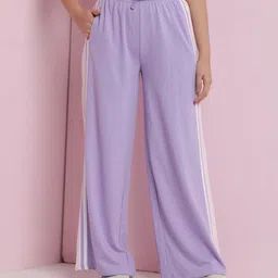 Lil Tomatoes Cotton Looper Side Taped Track Pants - Lilac-picture-29
