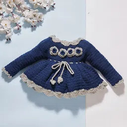 MayRa Knits Knitted Knit Floral Embroidered Dress - Blue-picture-10