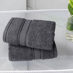 MYTRIDENT 2-Pcs Grey 600 GSM Pure Cotton Hand Towels-picture-1
