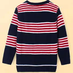 Pine Kids Full Sleeves Striped Pullover Sweater - Navy White & Red image 2