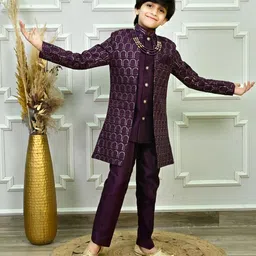 ahhaaaa Boys Ethnic Motifs Regular Sequinned Kurta with Trousers image 4