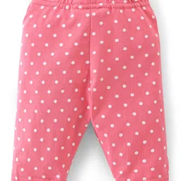 Babyhug Cotton Lycra Knit Capri Length Leggings Floral & Polka Dots Print Pack of 3 - Pink White & Turquoise image 3