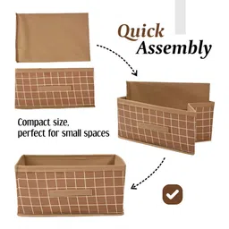 Aura Beige 6 Pieces Checked Drawer Organisers image 3