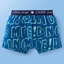 Babyoye Cotton Knit Boxerswith Dino & Text Print Pack of 3 - Yellow Off White & Blue image 4