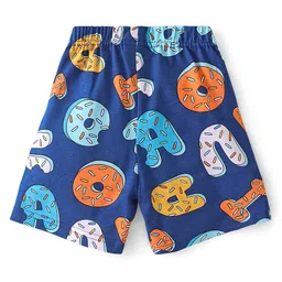 Babyhug Cotton Knit Single Jersey Half Sleeves Night Suit With Text Print - Blue image 5