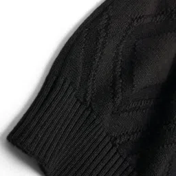 Noddy Cotton Lycra Knit Full Sleeves Geometric Designed Sweater - Black image 5