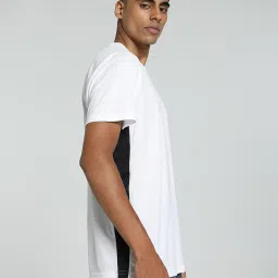 Puma Puma White-Puma Black Regular Fit Colour Block Sports T-Shirt image 3
