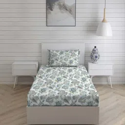 Boutique Living Cool Night Blue Cotton 225 TC Single Flat Bed Sheet With 1 Pillow Cover-image-39