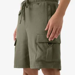 The Souled Store Spectral Olive Regular Fit Cargo Shorts image 3