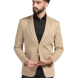 TAHVO Beige Regular Fit Notch Lapel Blazer-picture-7