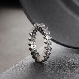 Priyaasi Silver-Plated American Diamond Studded Band Zig Zag Pattern Finger Ring-picture-49