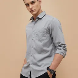 Code By Lifestyle Mid Blue Cotton Regular Fit Shirt image 3