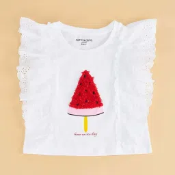 Pantaloons Junior Kids White Cotton Regular Fit Top image 3