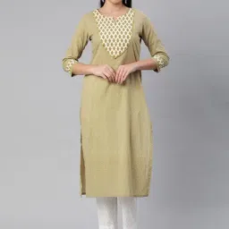 Kami Kubi Olive Green Printed Straight Kurta-picture-18