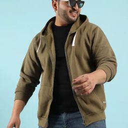 Instafab Plus Green Cotton Regular fit Plus Size Hooded Sweatshirt-picture-39