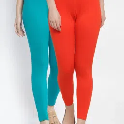 Gracit Orange & Blue Mid Rise Leggings - Pack Of 2-picture-17