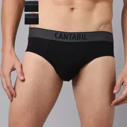 Cantabil Black Cotton Regular Fit Briefs - Pack Of 2-image-26