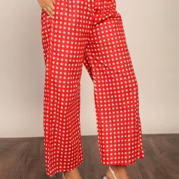 KAORI BY SHREYA AGARWAL Red Cotton Geometric Pants image 3