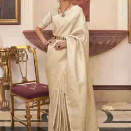 Saree Mall Off-White Silk Woven Saree With Unstitched Blouse-image-83