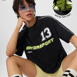 The Souled Store Black Relaxed Print T-Shirt-picture-15