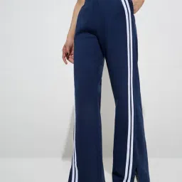 studiofit women Studiofit by Westside Navy Striped High-Rise Cotton-Blend Track Pants-picture-39