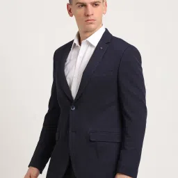 Turtle Navy Relaxed Fit Texture Blazer image 3