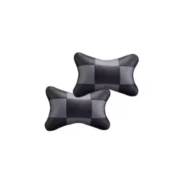 Auto Pearl Black Grey Chess Designer Car Neck Cushion/Neck Pillow Compatible with Honda Brio-picture-14