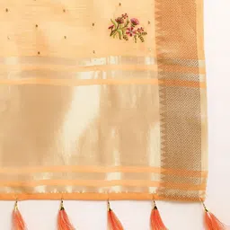 NEGRONI Floral Embroidered Woven Design Zari Saree image 2