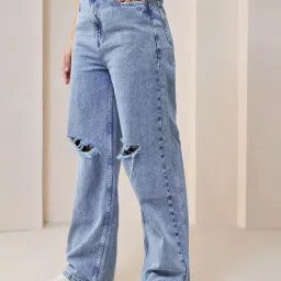 Bewakoof Blue Solid Jeans image 3