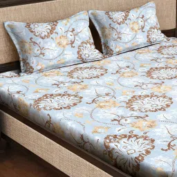 Klotthe Blue 300 TC Polycotton Double Elastic Bedsheet with 2 Pillow Covers image 3