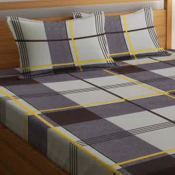 Klotthe Grey 300 TC Polycotton Double Elastic Book Fold Bedsheet with 2 Pillow Covers image 3