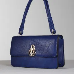 Allen Solly Navy Textured Medium Handbag image 3