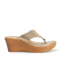 Carlton London Women's Rose Gold Thong Wedges image 3