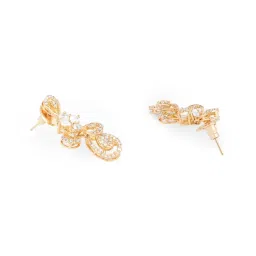 Zaveri Pearls Gold Tone Dazzling Cubic Zirconia Contemporary Brass Necklace & Earring Set-ZPFK18319 image 3