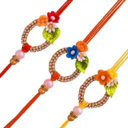 Aapno Rajasthan Floral Stone Work Set of 3 Rakhi image 3