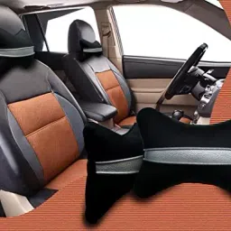 Auto Pearl Black Silver Strip Car Neck Cushion/Neck Pillow Compatible with Ford Fiesta Old image 3