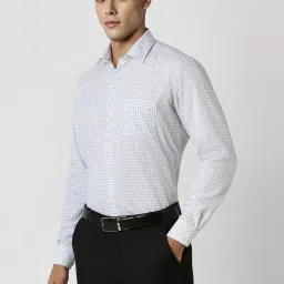 Van Heusen White Cotton Regular Fit Checks Shirt image 3