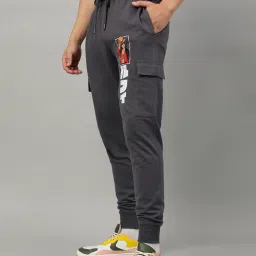 Free Authority Grey & Black Regular Fit One Piece Printed Trackpants & Shorts Set image 3