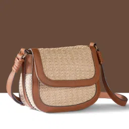 Accessorize London Brown Woven Sling Handbag image 3
