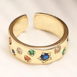 MAHTTAB Gold-Plated Cubic Zirconia studded Finger Ring-picture-14