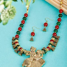 SUNHARI Gold- Plated Pearl Beaded Jewellery Set image 1