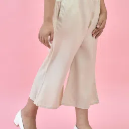 Juniper Girls Light Beige Solid Plazzos image 3