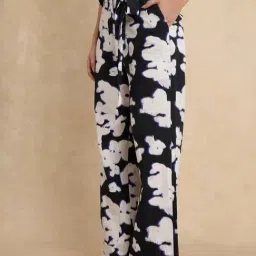 RAREISM Black Cotton Printed Trousers image 4