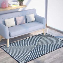 Presto Blue & White Polyester Washable Carpet-picture-3