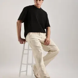 Calvin Klein Jeans Beige Lightly washed Mid rise Solid Relaxed Fit Jeans-picture-36