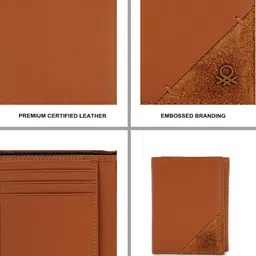 United Colors of Benetton Men Textured Embellished Leather Two Fold Wallet image 5