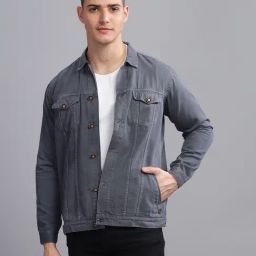 Kuons Avenue Dark Grey Regular Fit Denim Jacket-picture-31