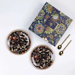 Golden Queens Black Bone China Snack Plates - Set of 4-image-27