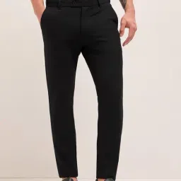The Bear House Black Solid Slim Fit Trousers-image-71