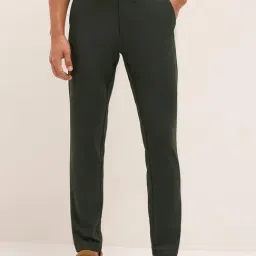 The Bear House Olive Solid Slim Fit Trousers-picture-19